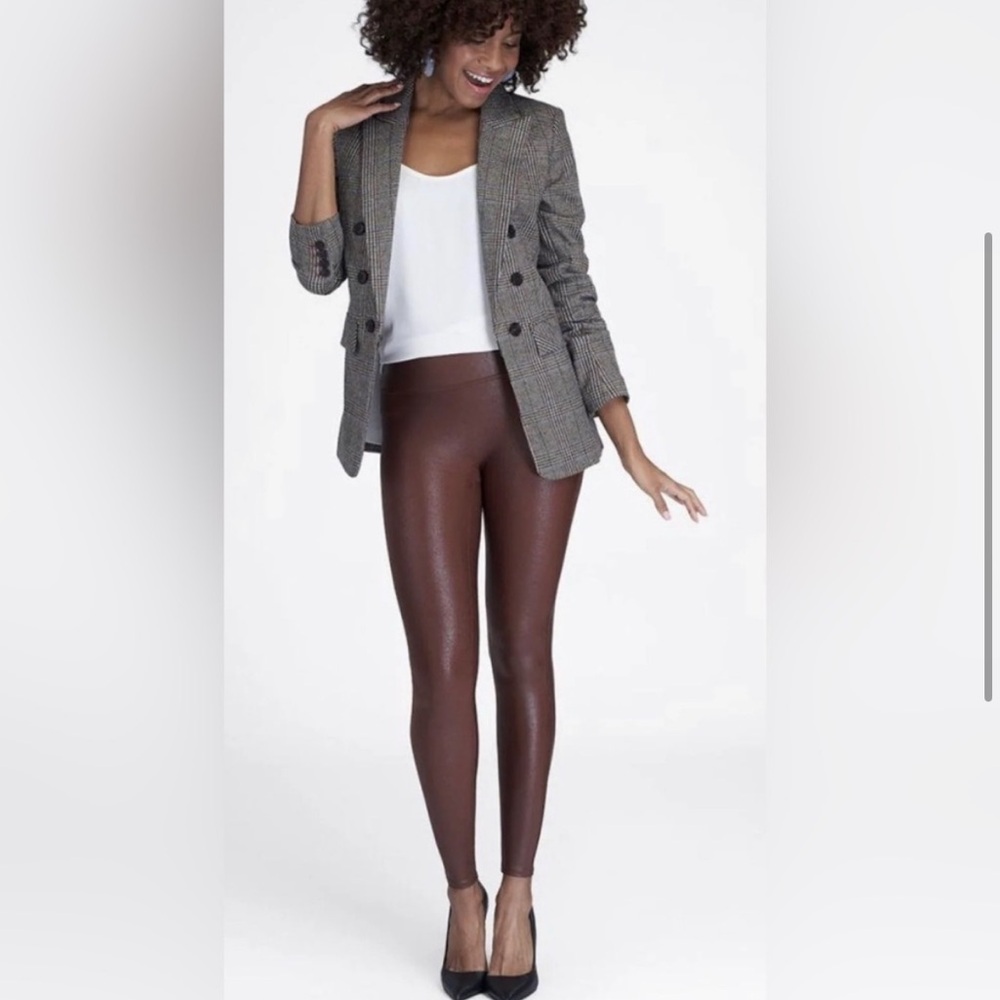 Spanx Maroon Faux Leather leggings size large
